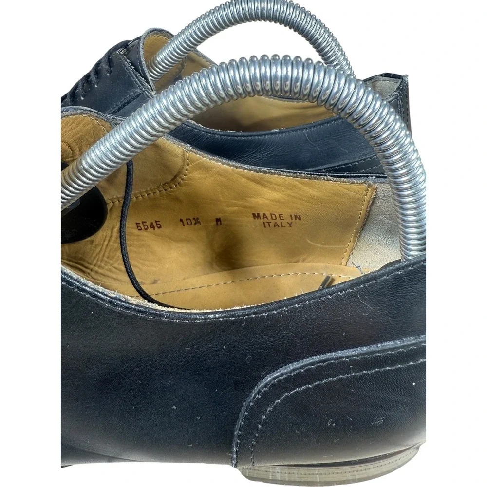 Barney's New York Dress Shoes 10.5 MBlack Leather Plain Toe Derby Made in Italy